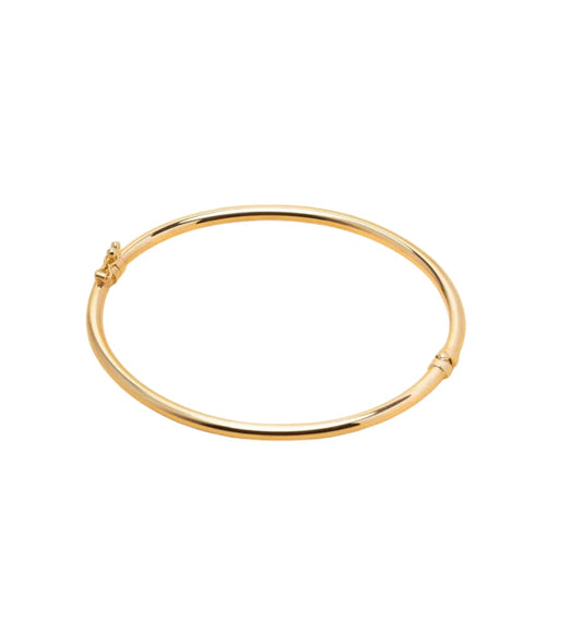 Hult stift armbånd i gult guld og hvidguld